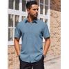 COOFANDY Mens Short Sleeve Button Down Shirts Lightweight Stain Shield Business Casual Dress Shirt Wrinkle Free(Dark Blue)