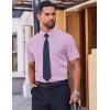 COOFANDY Mens Short Sleeve Button Down Shirts Lightweight Stain Shield Business Casual Dress Shirt Wrinkle Free(Purple)