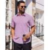 COOFANDY Mens Short Sleeve Button Down Shirts Lightweight Stain Shield Business Casual Dress Shirt Wrinkle Free(Purple)