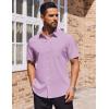 COOFANDY Mens Short Sleeve Button Down Shirts Lightweight Stain Shield Business Casual Dress Shirt Wrinkle Free(Purple)