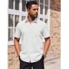 COOFANDY Mens Short Sleeve Button Down Shirts Lightweight Stain Shield Business Casual Dress Shirt Wrinkle Free(White)