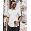 COOFANDY Mens Short Sleeve Button Down Shirts Lightweight Stain Shield Business Casual Dress Shirt Wrinkle Free(White)