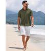 COOFANDY Men’s Short Sleeve Button Down Shirts Summer Casual Textured Shirt Vacation Beach Wedding Shirts with Pocket(Army Green)