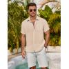 COOFANDY Men’s Short Sleeve Button Down Shirts Summer Casual Textured Shirt Vacation Beach Wedding Shirts with Pocket(Beige)