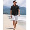 COOFANDY Men’s Short Sleeve Button Down Shirts Summer Casual Textured Shirt Vacation Beach Wedding Shirts with Pocket(Black)