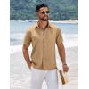 COOFANDY Men’s Short Sleeve Button Down Shirts Summer Casual Textured Shirt Vacation Beach Wedding Shirts with Pocket(Khaki)