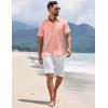 COOFANDY Men’s Short Sleeve Button Down Shirts Summer Casual Textured Shirt Vacation Beach Wedding Shirts with Pocket(Pink)