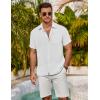 COOFANDY Men’s Short Sleeve Button Down Shirts Summer Casual Textured Shirt Vacation Beach Wedding Shirts with Pocket(White)