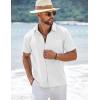 COOFANDY Men’s Short Sleeve Button Down Shirts Summer Casual Textured Shirt Vacation Beach Wedding Shirts with Pocket(White)
