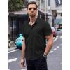COOFANDY Mens Short Sleeve Button Down Shirts Wrinkle Free Dress Shirts Casual Polka Dot Print Shirt with Pocket(Black)