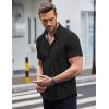 COOFANDY Mens Short Sleeve Button Down Shirts Wrinkle Free Dress Shirts Casual Polka Dot Print Shirt with Pocket(Black)
