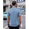 COOFANDY Mens Short Sleeve Button Down Shirts Wrinkle Free Dress Shirts Casual Polka Dot Print Shirt with Pocket(Blue Plaid)