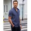 COOFANDY Mens Short Sleeve Button Down Shirts Wrinkle Free Dress Shirts Casual Polka Dot Print Shirt with Pocket(Blue(square))