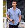 COOFANDY Mens Short Sleeve Button Down Shirts Wrinkle Free Dress Shirts Casual Polka Dot Print Shirt with Pocket(Clear Blue)