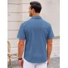 COOFANDY Mens Short Sleeve Button Down Shirts Wrinkle Free Dress Shirts Casual Polka Dot Print Shirt with Pocket(Deep Blue)