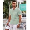 COOFANDY Mens Short Sleeve Button Down Shirts Wrinkle Free Dress Shirts Casual Polka Dot Print Shirt with Pocket(Green)