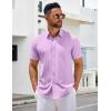 COOFANDY Mens Short Sleeve Button Down Shirts Wrinkle Free Dress Shirts Casual Polka Dot Print Shirt with Pocket(Lavender Frost)