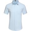 COOFANDY Mens Short Sleeve Button Down Shirts Wrinkle Free Dress Shirts Casual Polka Dot Print Shirt with Pocket(Light Blue)