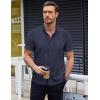 COOFANDY Mens Short Sleeve Button Down Shirts Wrinkle Free Dress Shirts Casual Polka Dot Print Shirt with Pocket(Navy Blue)