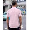 COOFANDY Mens Short Sleeve Button Down Shirts Wrinkle Free Dress Shirts Casual Polka Dot Print Shirt with Pocket(Pink)