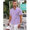 COOFANDY Mens Short Sleeve Button Down Shirts Wrinkle Free Dress Shirts Casual Polka Dot Print Shirt with Pocket(Purple)