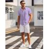 COOFANDY Mens Short Sleeve Button Down Shirts Wrinkle Free Dress Shirts Casual Polka Dot Print Shirt with Pocket(Purple)