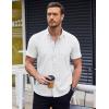 COOFANDY Mens Short Sleeve Button Down Shirts Wrinkle Free Dress Shirts Casual Polka Dot Print Shirt with Pocket(White)
