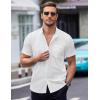 COOFANDY Mens Short Sleeve Button Down Shirts Wrinkle Free Dress Shirts Casual Polka Dot Print Shirt with Pocket(White)