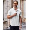COOFANDY Mens Short Sleeve Button Down Shirts Wrinkle Free Dress Shirts Casual Polka Dot Print Shirt with Pocket(White(clover))