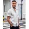 COOFANDY Mens Short Sleeve Button Down Shirts Wrinkle Free Dress Shirts Casual Polka Dot Print Shirt with Pocket(White(clover))