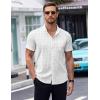 COOFANDY Mens Short Sleeve Button Down Shirts Wrinkle Free Dress Shirts Casual Polka Dot Print Shirt with Pocket(White(square))