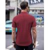 COOFANDY Mens Short Sleeve Button Down Shirts Wrinkle Free Dress Shirts Casual Polka Dot Print Shirt with Pocket(Wine Red)