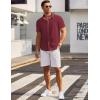 COOFANDY Mens Short Sleeve Button Down Shirts Wrinkle Free Dress Shirts Casual Polka Dot Print Shirt with Pocket(Wine Red)