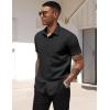 COOFANDY Men’s Short Sleeve Casual Button Down Shirt Business Untucked Dress Shirts with Pocket(Black)