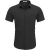 COOFANDY Men’s Short Sleeve Casual Button Down Shirt Business Untucked Dress Shirts with Pocket(Black)
