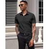 COOFANDY Men’s Short Sleeve Casual Button Down Shirt Business Untucked Dress Shirts with Pocket(Black)