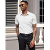 COOFANDY Men’s Short Sleeve Casual Button Down Shirt Business Untucked Dress Shirts with Pocket(White)