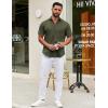 COOFANDY Mens Short Sleeve Casual Button Down Shirts Summer Untucked Dress Shirts with Pocket(Army Green)