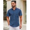 COOFANDY Mens Short Sleeve Casual Button Down Shirts Summer Untucked Dress Shirts with Pocket(Blue)