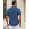 COOFANDY Mens Short Sleeve Casual Button Down Shirts Summer Untucked Dress Shirts with Pocket(Blue)
