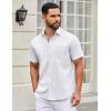 COOFANDY Mens Short Sleeve Casual Button Down Shirts Summer Untucked Dress Shirts with Pocket(Blue Dot-white)
