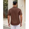 COOFANDY Mens Short Sleeve Casual Button Down Shirts Summer Untucked Dress Shirts with Pocket(Brown)