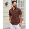 COOFANDY Mens Short Sleeve Casual Button Down Shirts Summer Untucked Dress Shirts with Pocket(Brown)