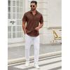 COOFANDY Mens Short Sleeve Casual Button Down Shirts Summer Untucked Dress Shirts with Pocket(Brown)
