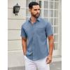 COOFANDY Mens Short Sleeve Casual Button Down Shirts Summer Untucked Dress Shirts with Pocket(Captain Blue)