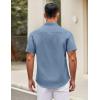 COOFANDY Mens Short Sleeve Casual Button Down Shirts Summer Untucked Dress Shirts with Pocket(Captain Blue)
