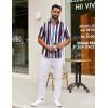 COOFANDY Mens Short Sleeve Casual Button Down Shirts Summer Untucked Dress Shirts with Pocket(Colorful Stripe)