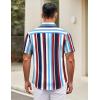 COOFANDY Mens Short Sleeve Casual Button Down Shirts Summer Untucked Dress Shirts with Pocket(Colorful Stripe)