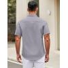 COOFANDY Mens Short Sleeve Casual Button Down Shirts Summer Untucked Dress Shirts with Pocket(Grey)