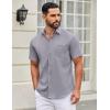 COOFANDY Mens Short Sleeve Casual Button Down Shirts Summer Untucked Dress Shirts with Pocket(Grey)